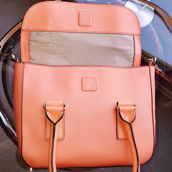 NEW KATE SPADE BOND STREET FLO CORAL PEACH 2 TONE SATCHEL HANDBAG CROSSBODY - Picture 10 of 13